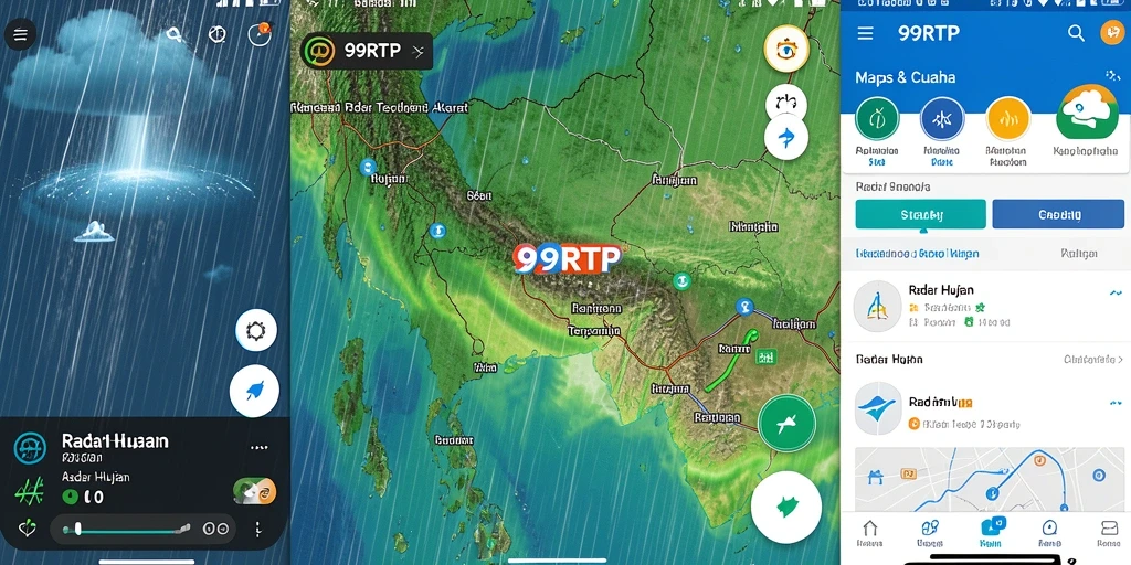 Tampilan antarmuka aplikasi 99RTP dengan fungsi Radar Hujan.