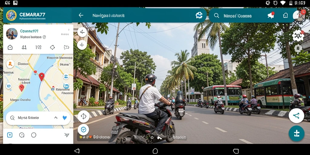 Tampilan antarmuka aplikasi Navigasi Motor CEMARA77 yang informatif.