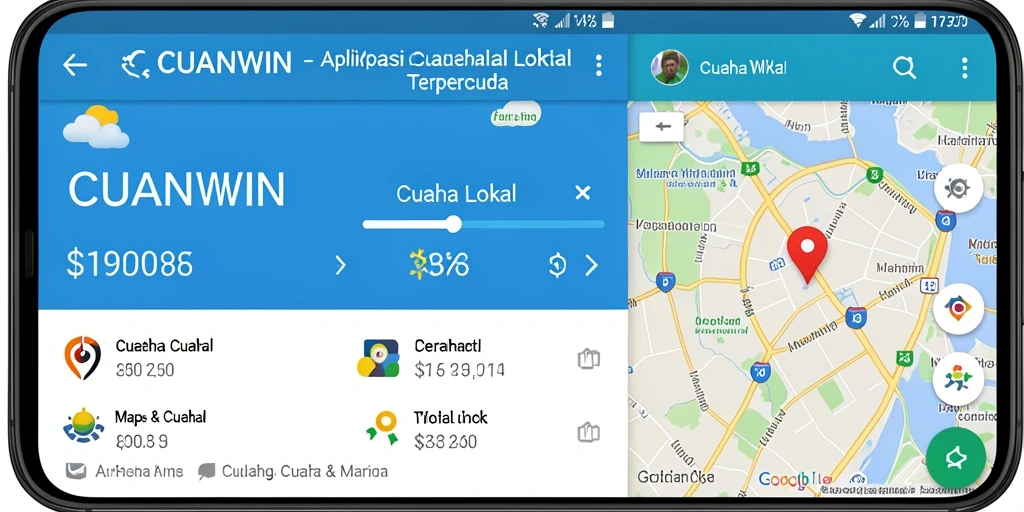 Antarmuka CUANWIN menampilkan informasi cuaca lokal yang menarik dan informatif.