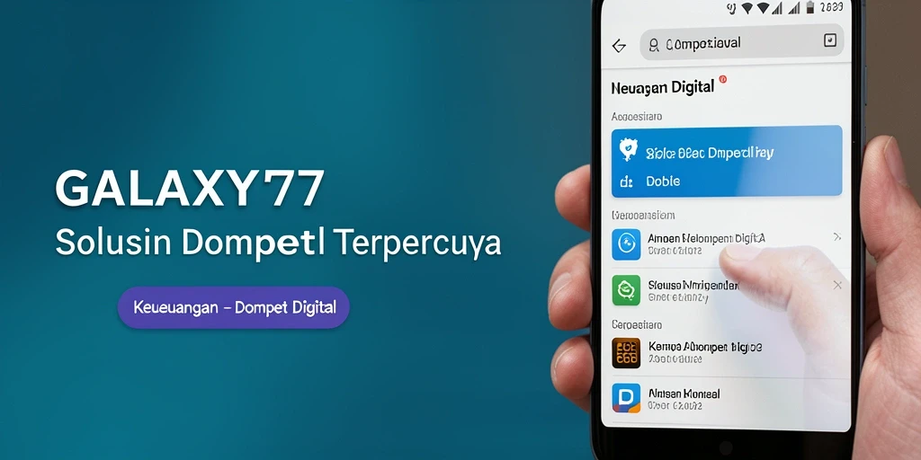 Antarmuka pengguna <strong>GALAXY77</strong> menampilkan fitur Dompet Digital yang inovatif.