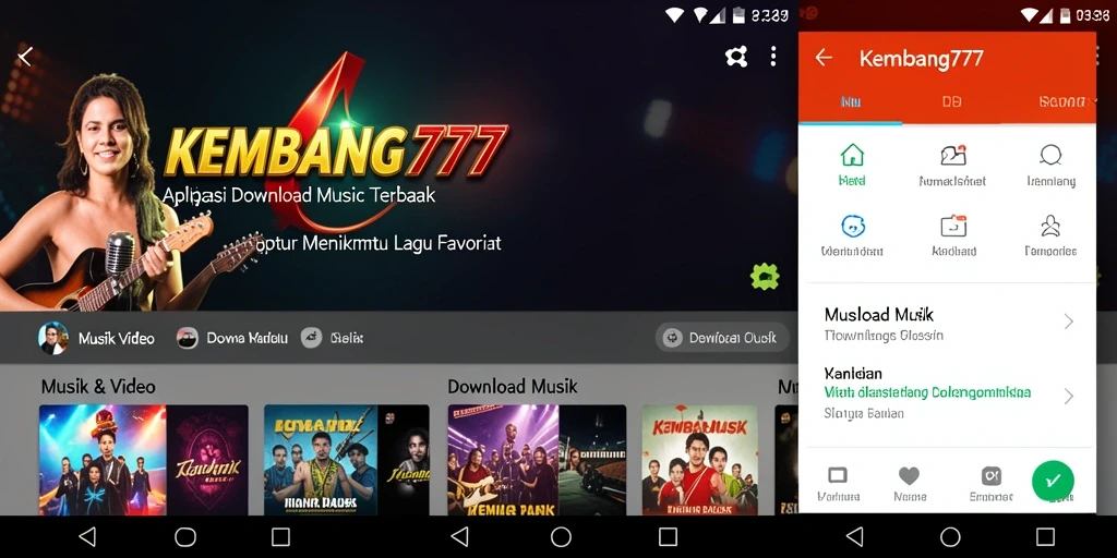 Antarmuka KEMBANG777 menampilkan fitur unggulan Download Musik yang user-friendly.
