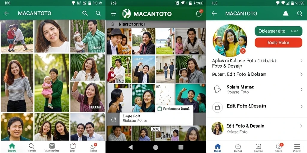 Tampilan antarmuka <strong>MACANTOTO</strong> saat membuat kolase foto yang menarik.