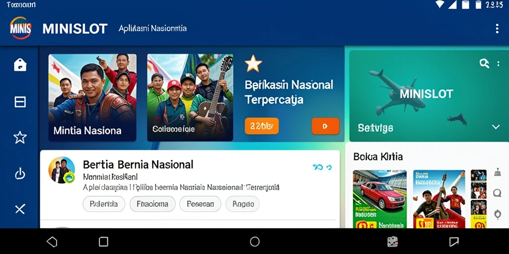 Antarmuka MINISLOT menampilkan berita nasional terkini.