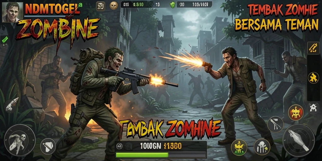 Tampilan antarmuka NDMTOGEL saat menyerang zombie.
