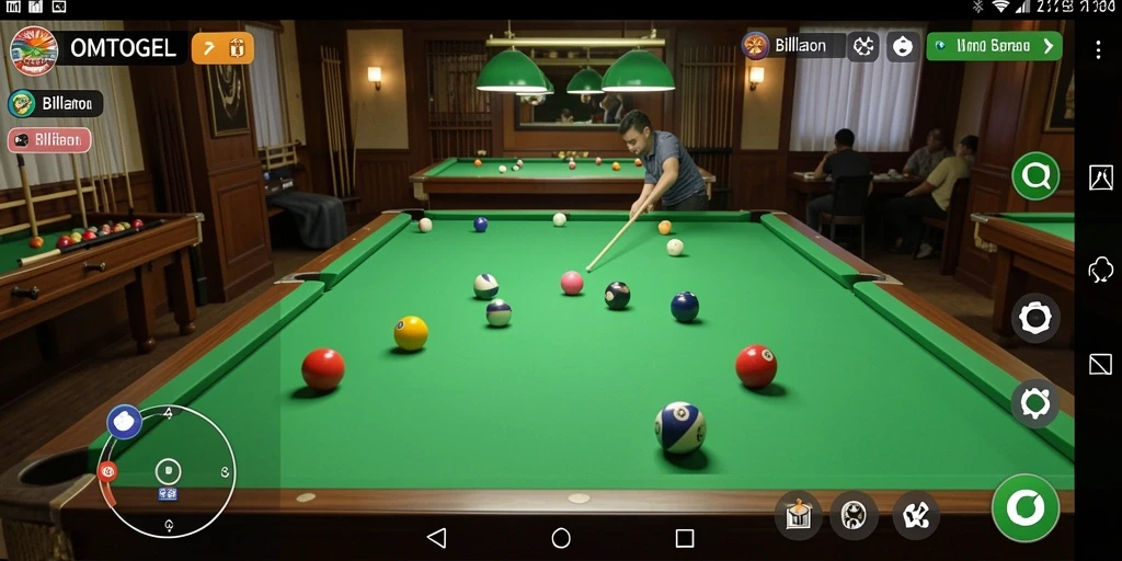 Tampilan antarmuka menarik dari permainan Billiard OMTOGEL.